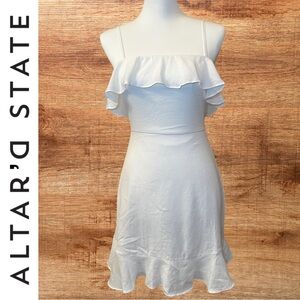 Altar'd State White Alaina Mini Ruffle Dress with Spaghetti Straps / Size XS